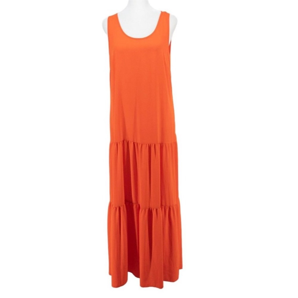 Elizabeth & James Tiered Maxi Tank Dress Boho Orange Small